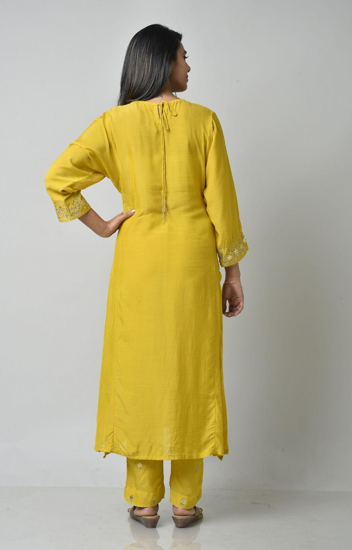 Mustard Yellow Gota Patti Embroidery Set