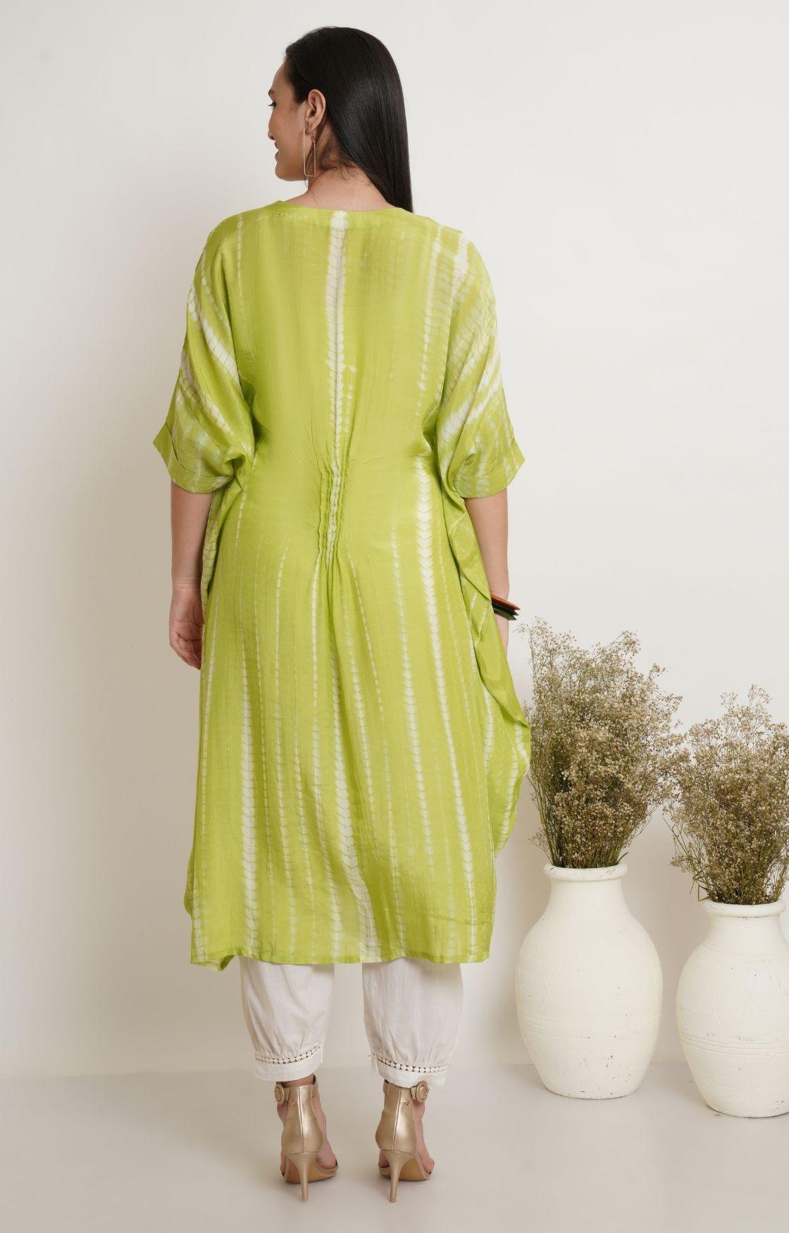 Green Tie Dye Yoke Kaftan