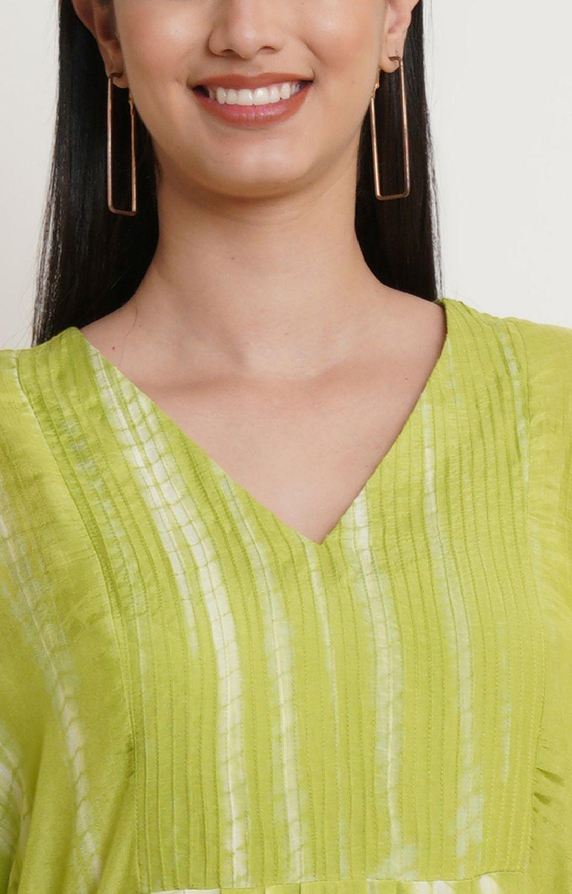Green Tie Dye Yoke Kaftan