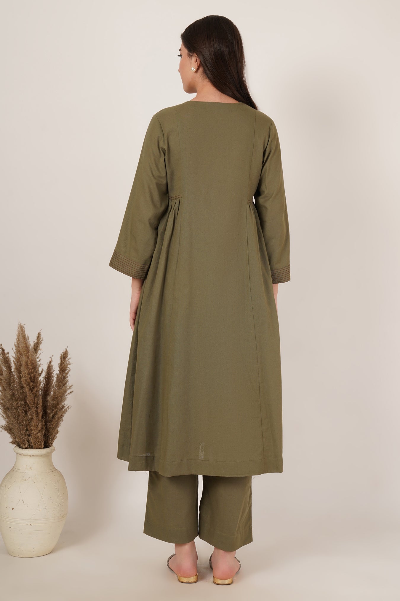 Army Green Kurta Co-Ord Set Of 2