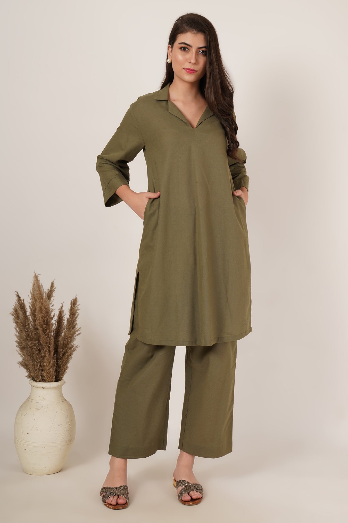 Army Green Tunic Co-Ord Set of 2