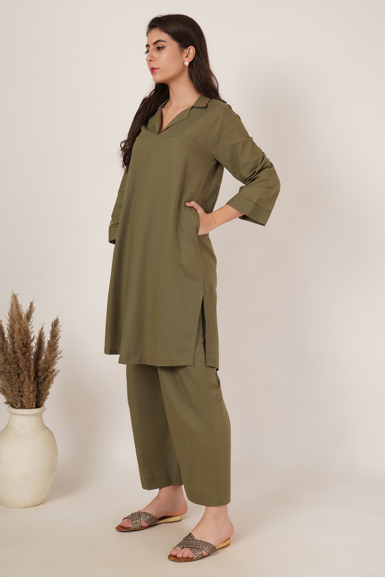 Army Green Tunic Co-Ord Set of 2