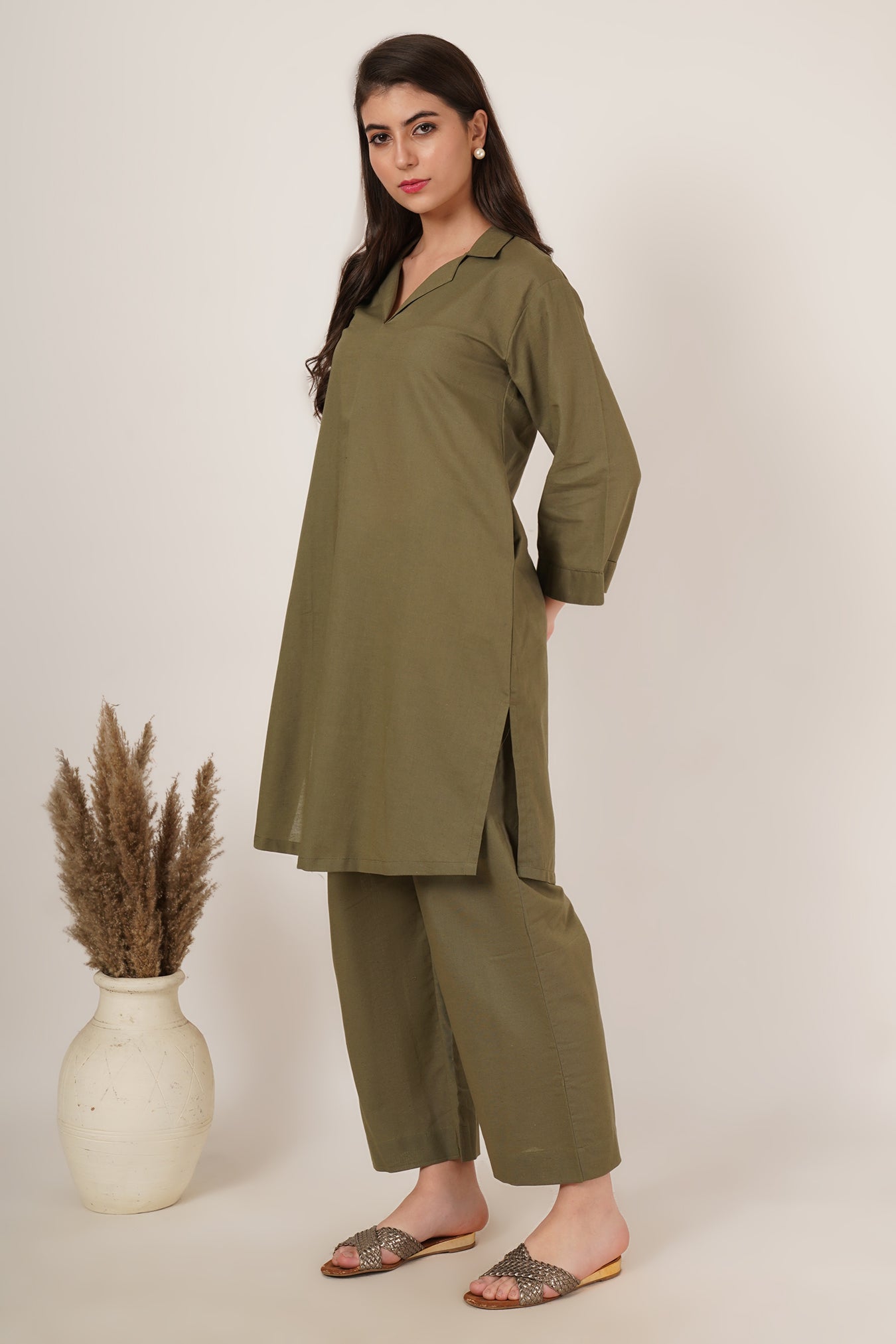 Army Green Tunic Co-Ord Set of 2