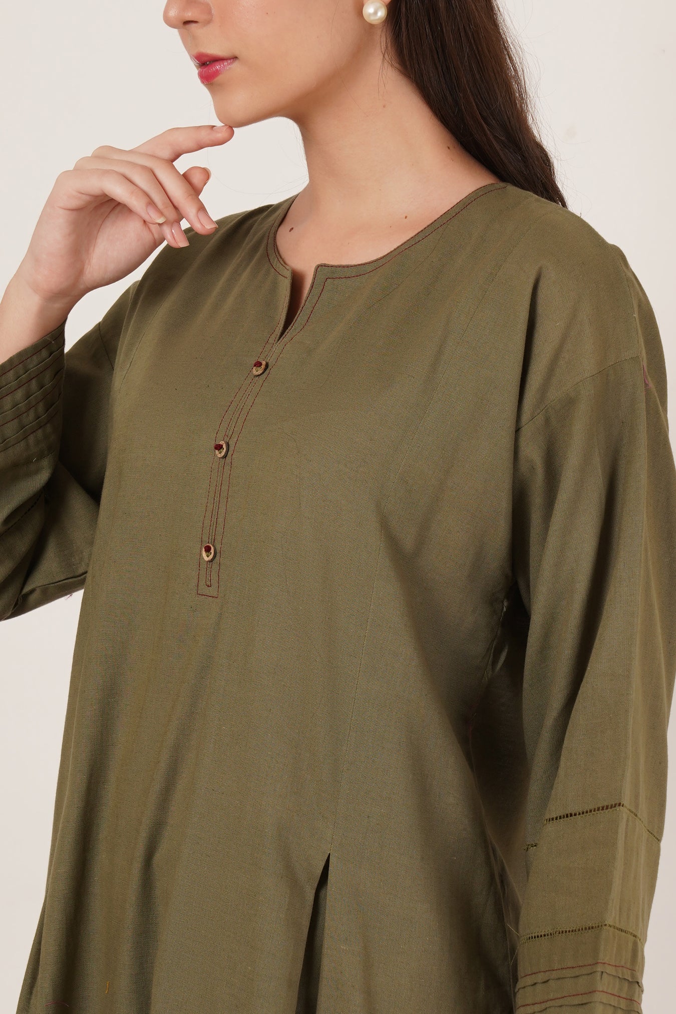 Army Green Kaftan Co-Ord Set Of 2
