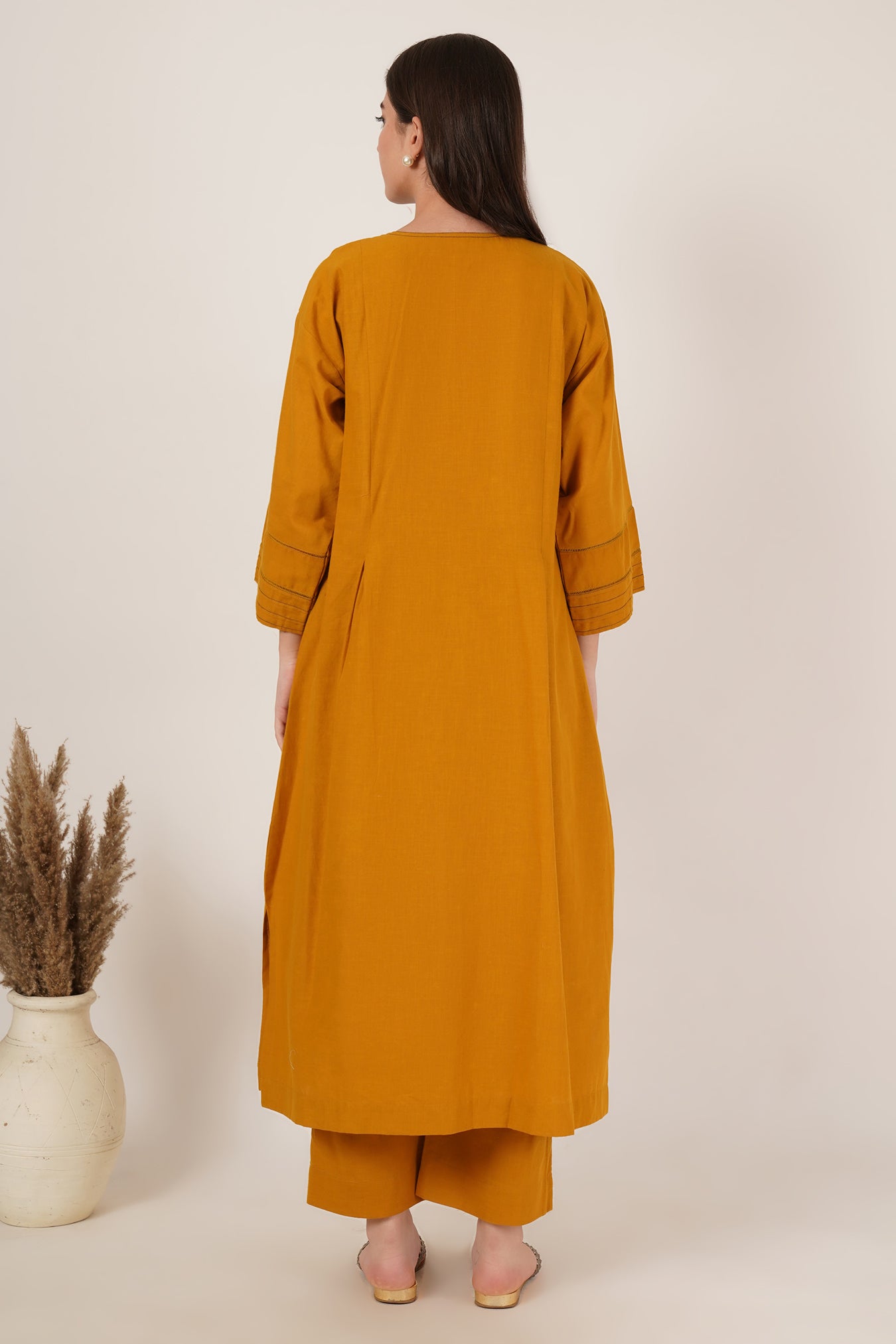 Mustard Yellow Kurta Co-Ord Set Of 2
