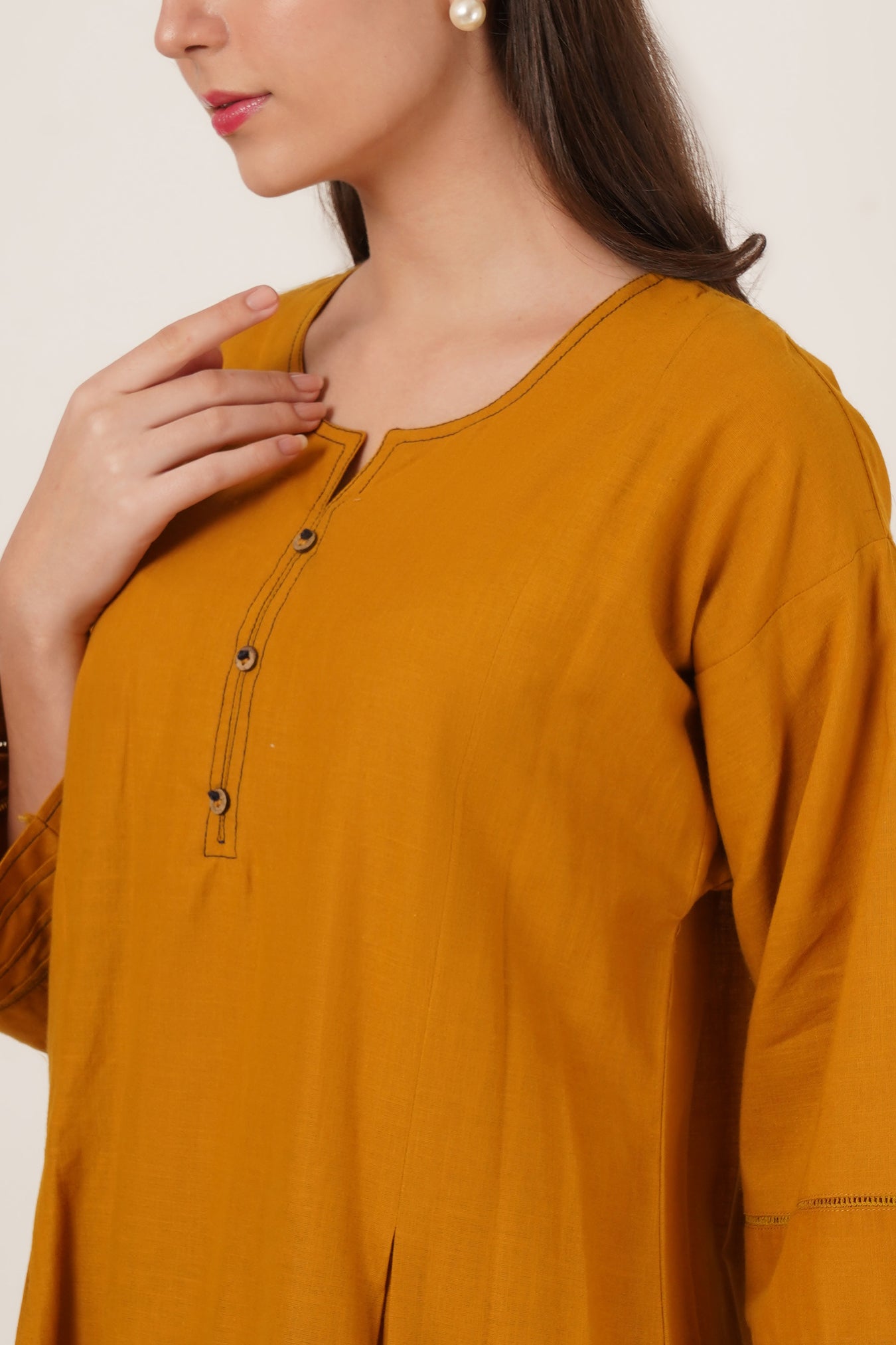 Mustard Yellow Kurta Co-Ord Set Of 2