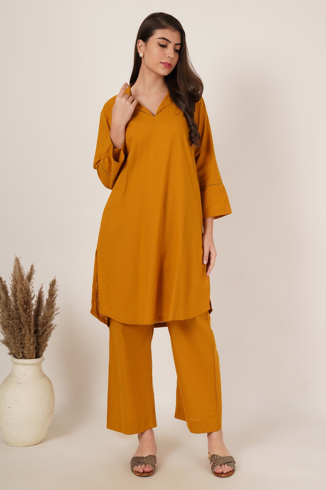 Mustard Yellow Tunic Co-Ord Set Of 2