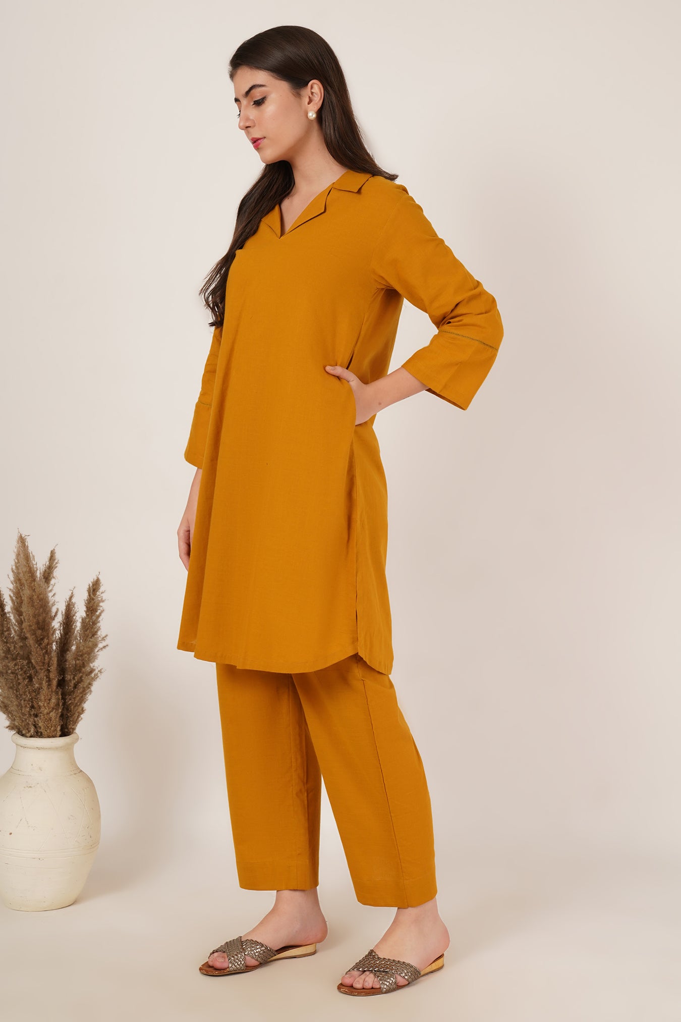 Mustard Yellow Tunic Co-Ord Set Of 2