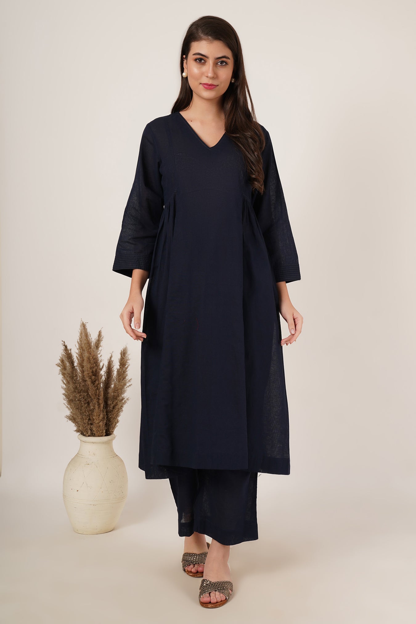 Navy Blue Kurta Co-Ord Set Of 2