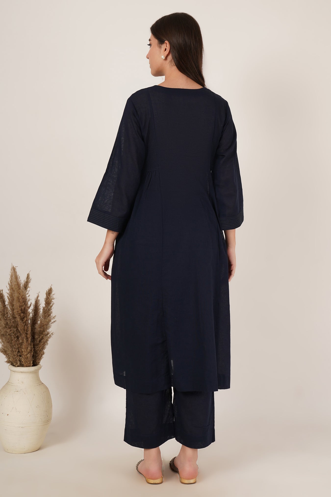 Navy Blue Kurta Co-Ord Set Of 2