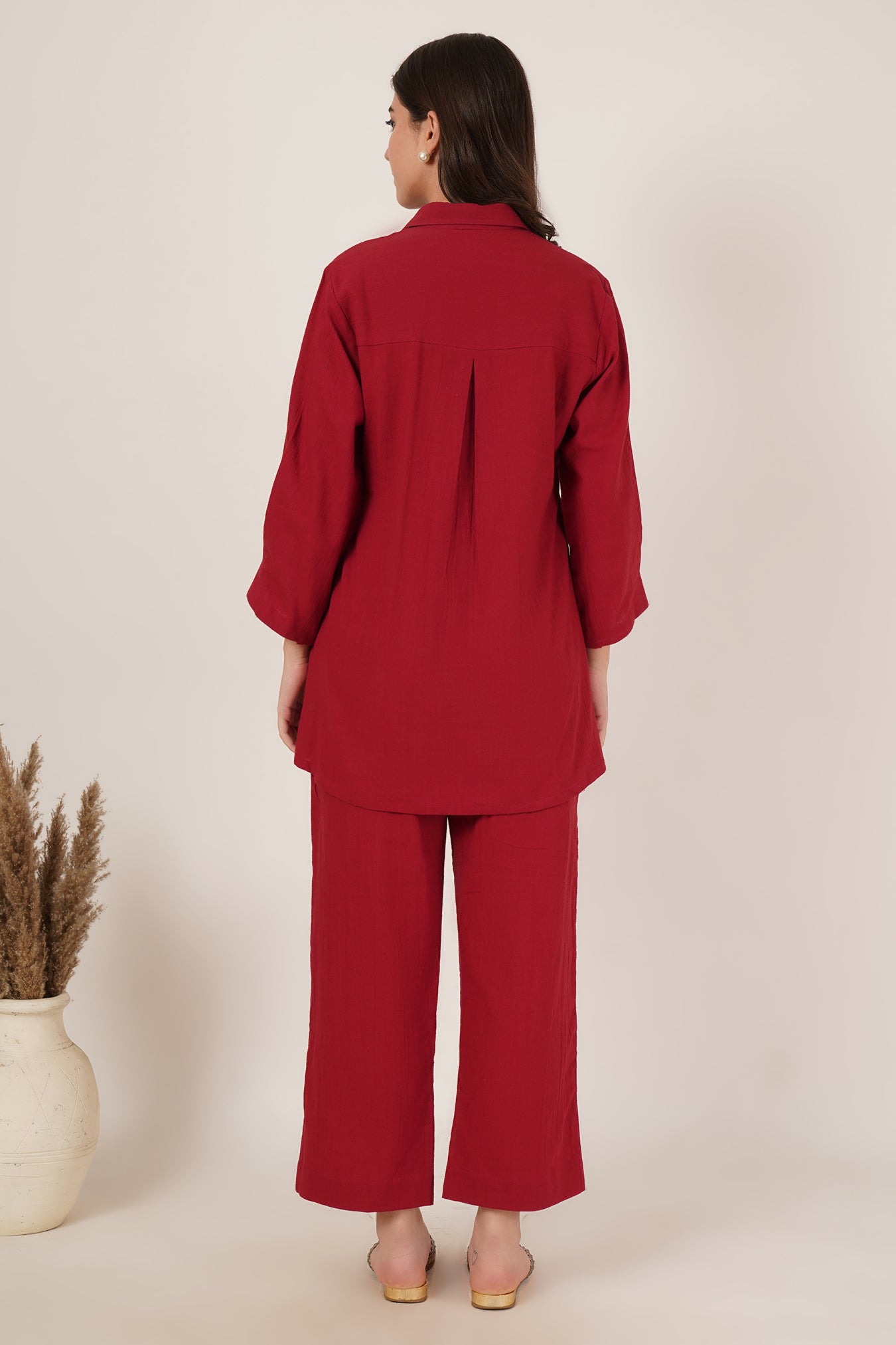 Cherry Red Tunic Co-Ord Set Of 2