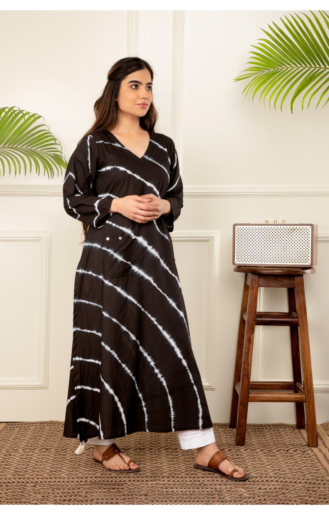 Black Lehariya Kurta