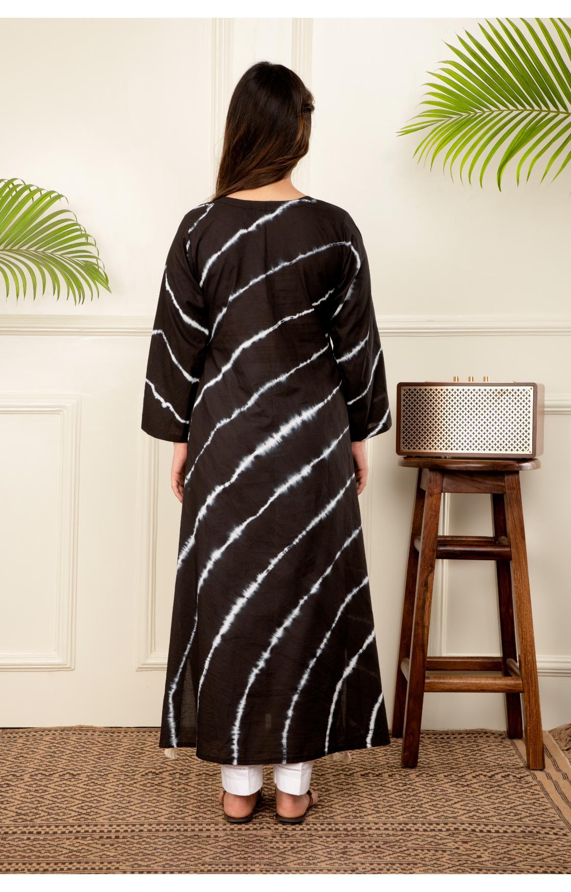 Black Lehariya Kurta