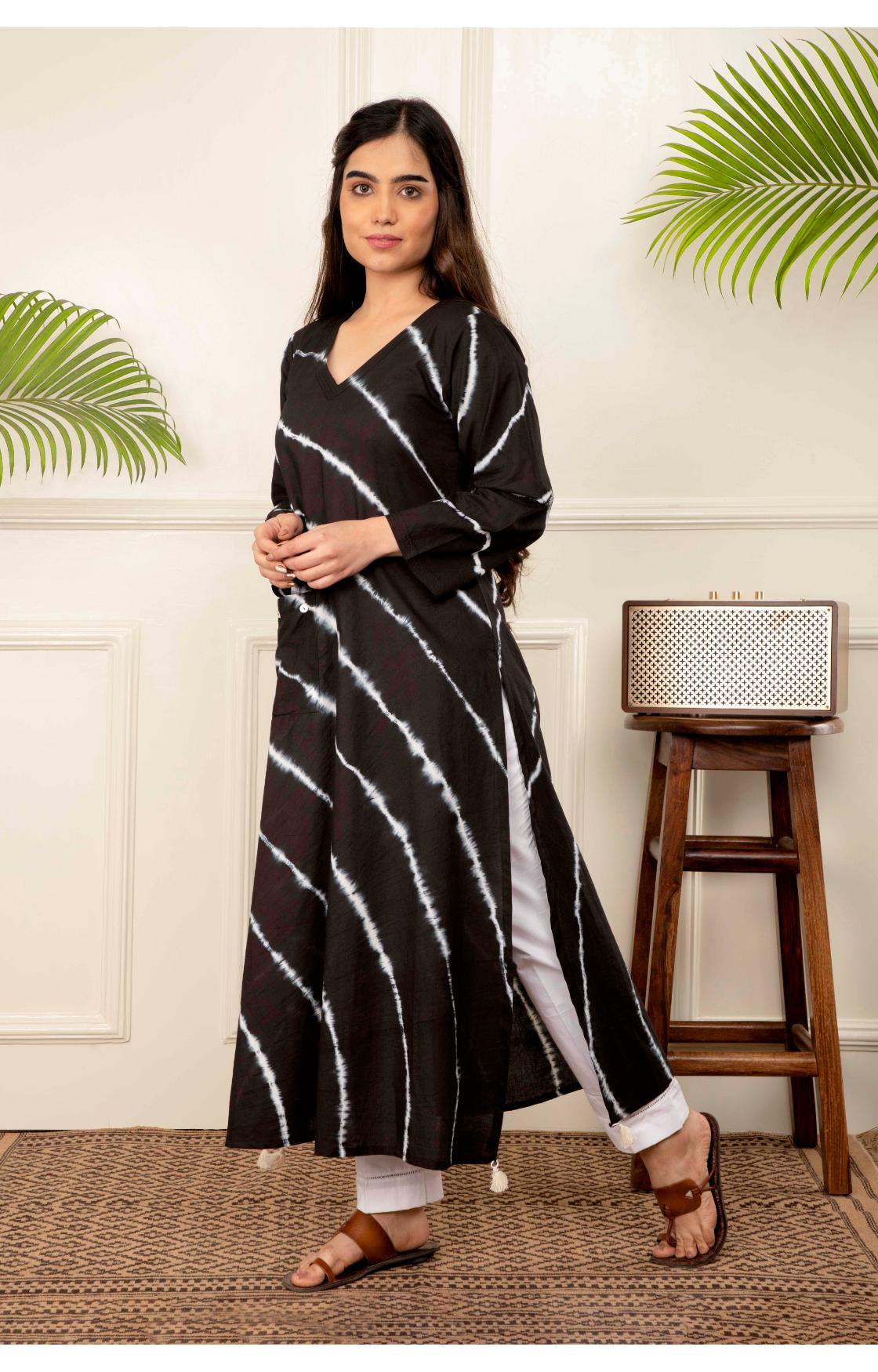 Black Lehariya Kurta