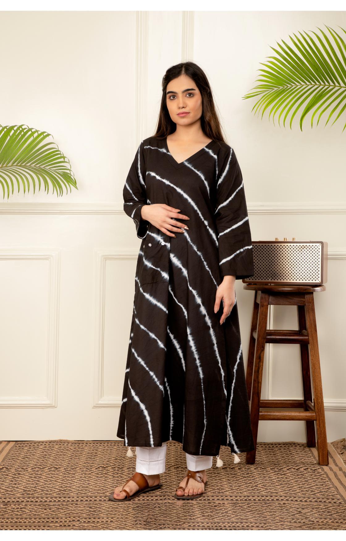 Black Lehariya Kurta