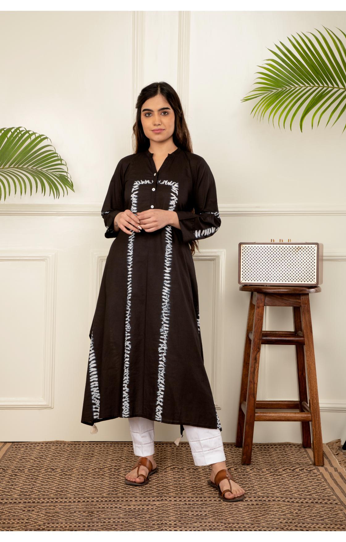 Black Shibori Kurta