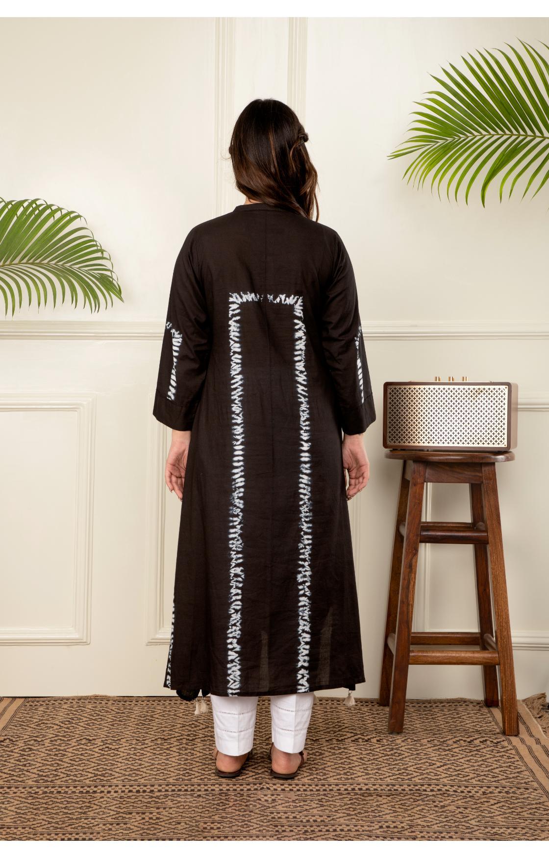 Black Shibori Kurta