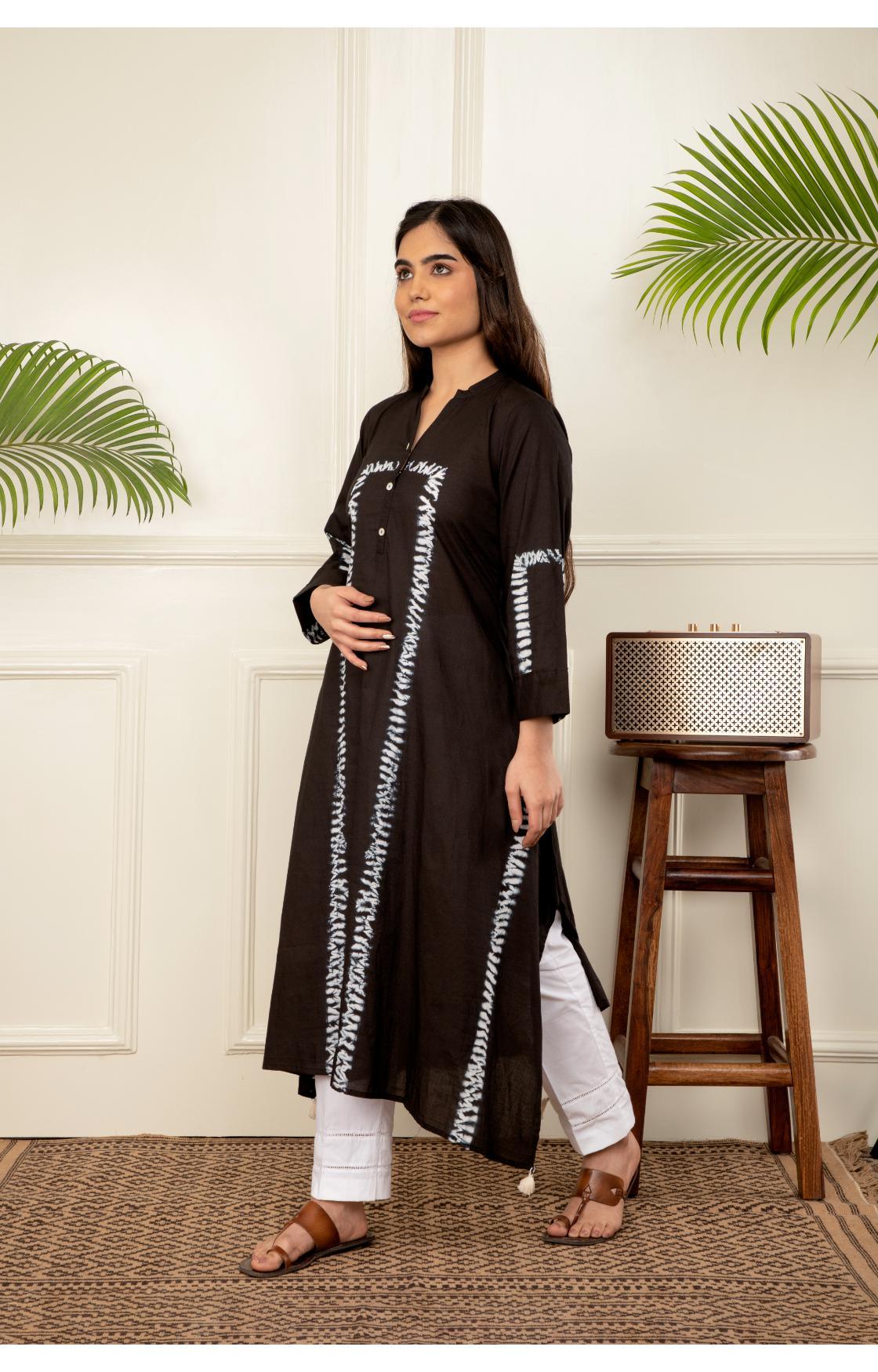 Black Shibori Kurta
