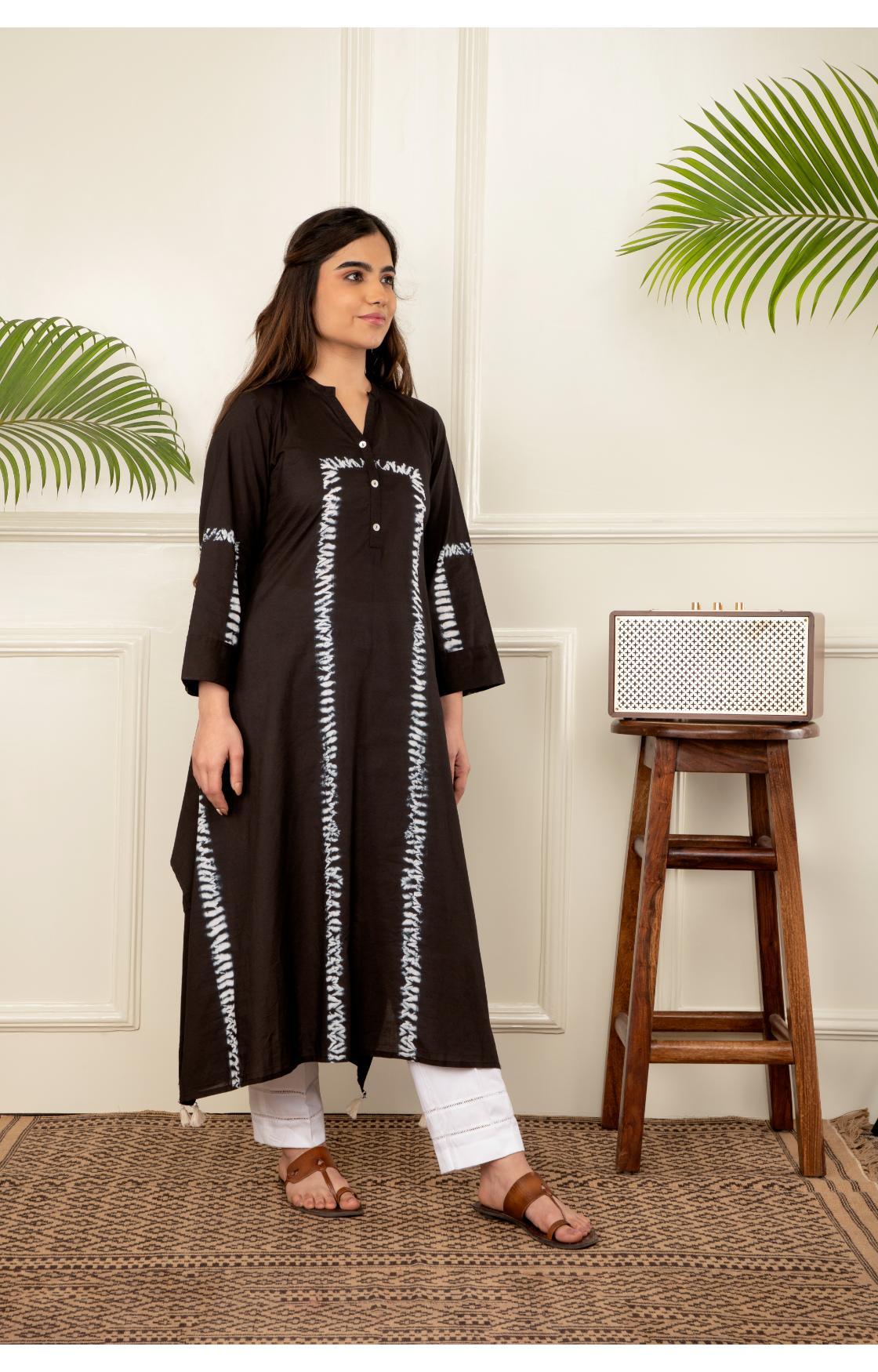 Black Shibori Kurta