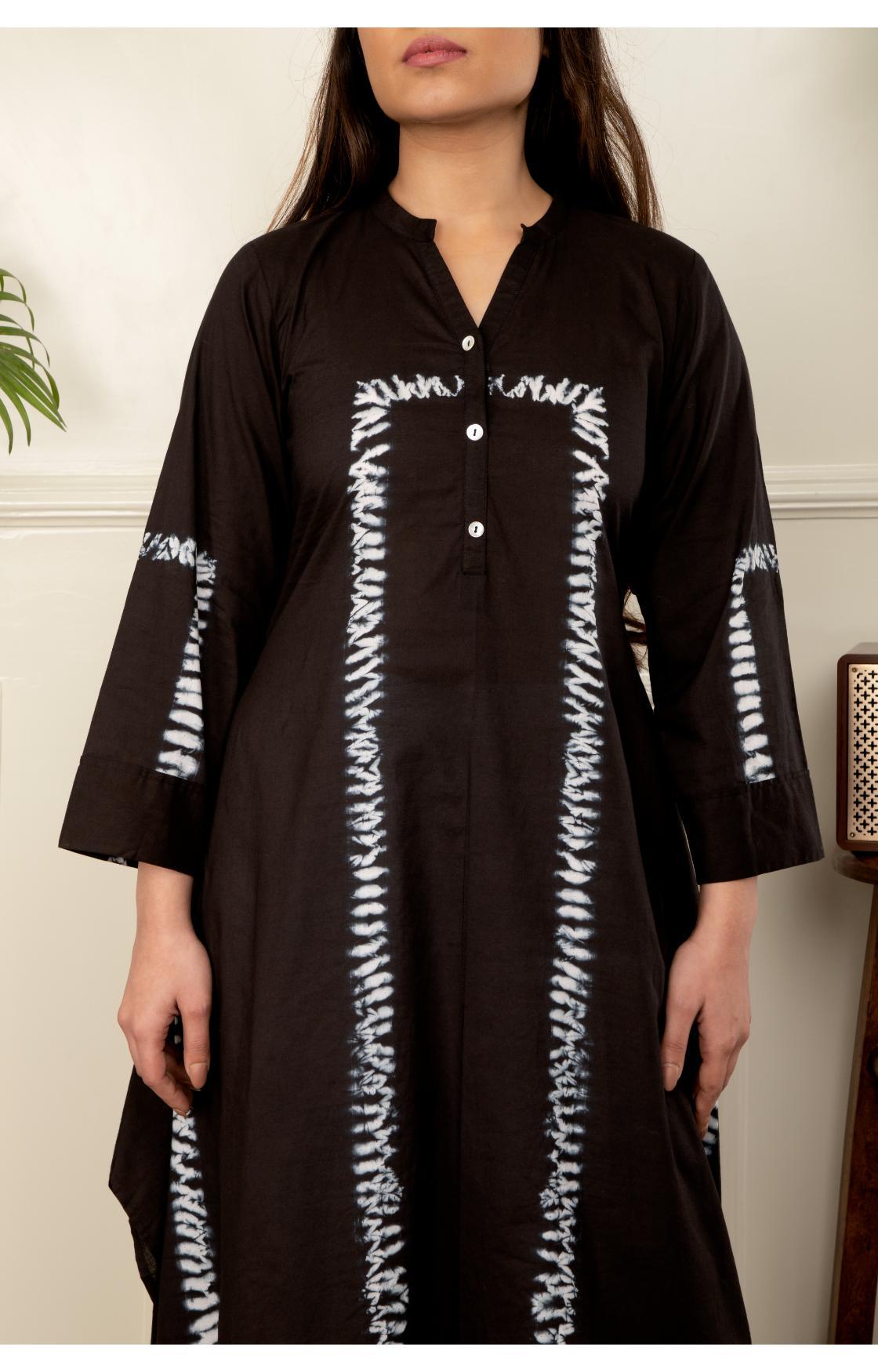 Black Shibori Kurta