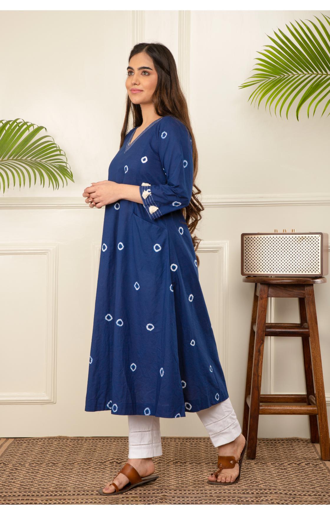 Indigo Blue Bandhani Kurta