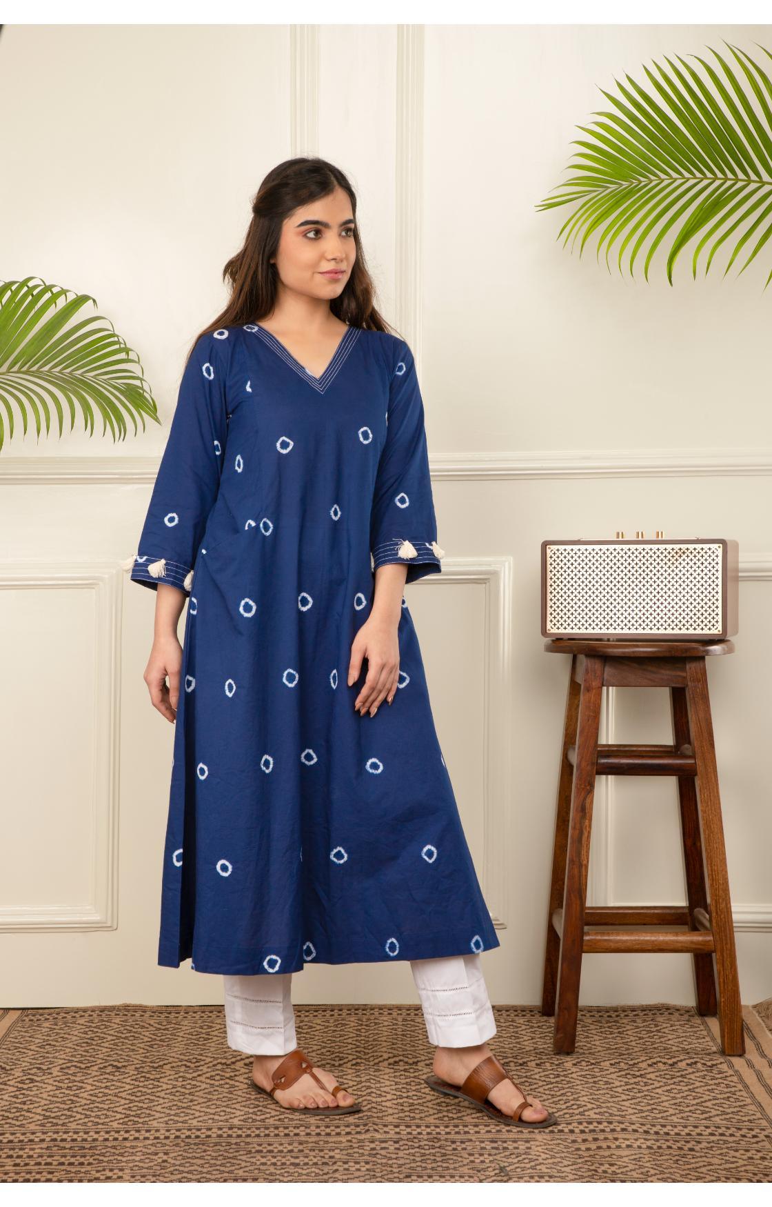 Indigo Blue Bandhani Kurta