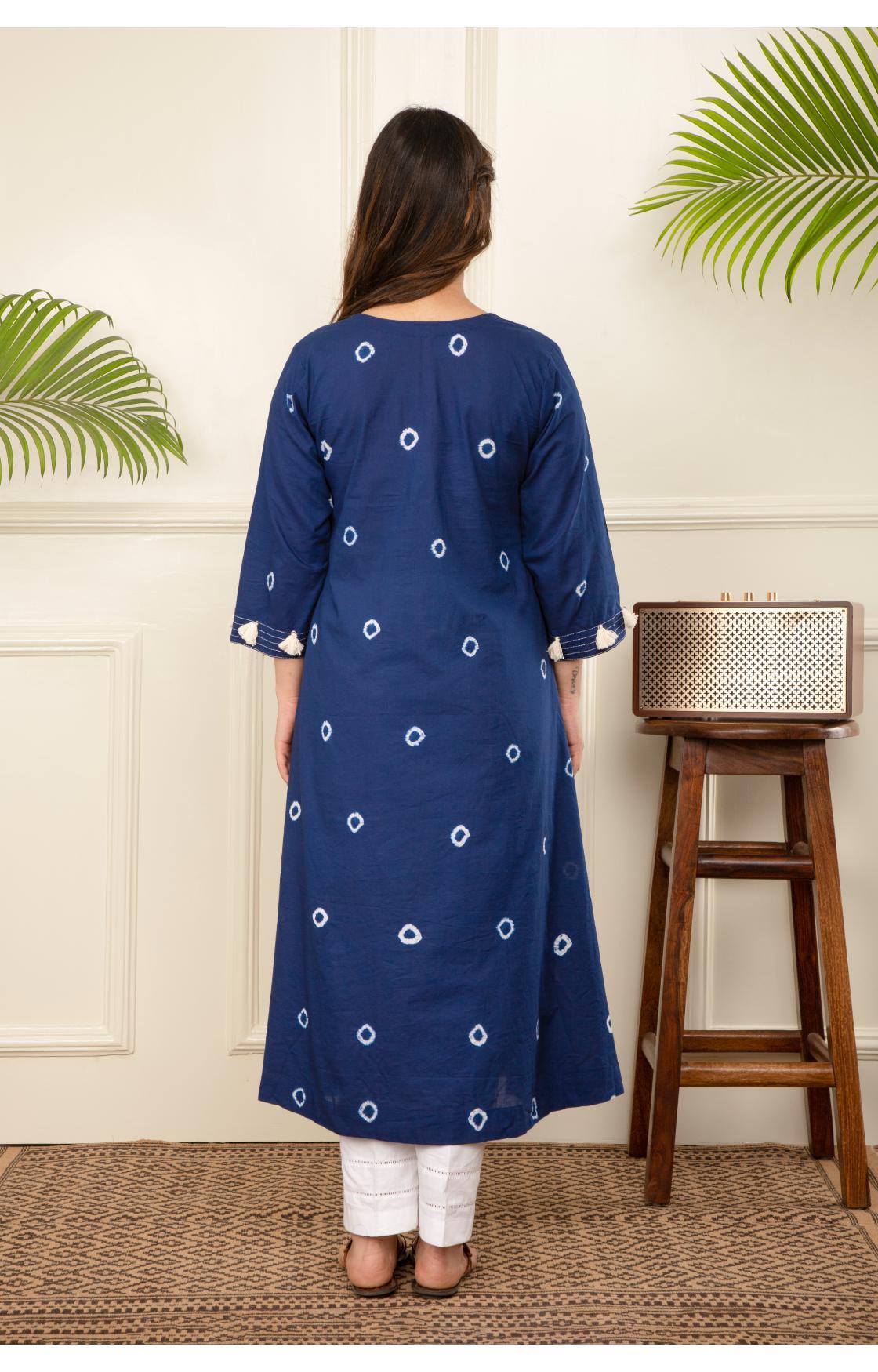 Indigo Blue Bandhani Kurta