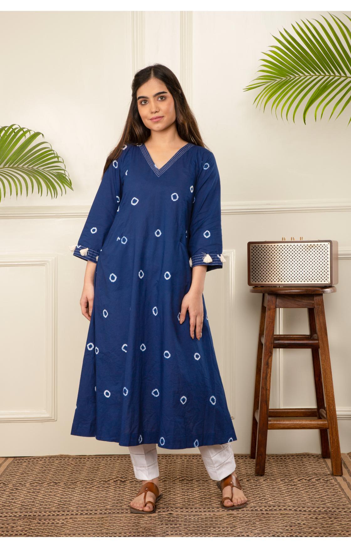 Indigo Blue Bandhani Kurta