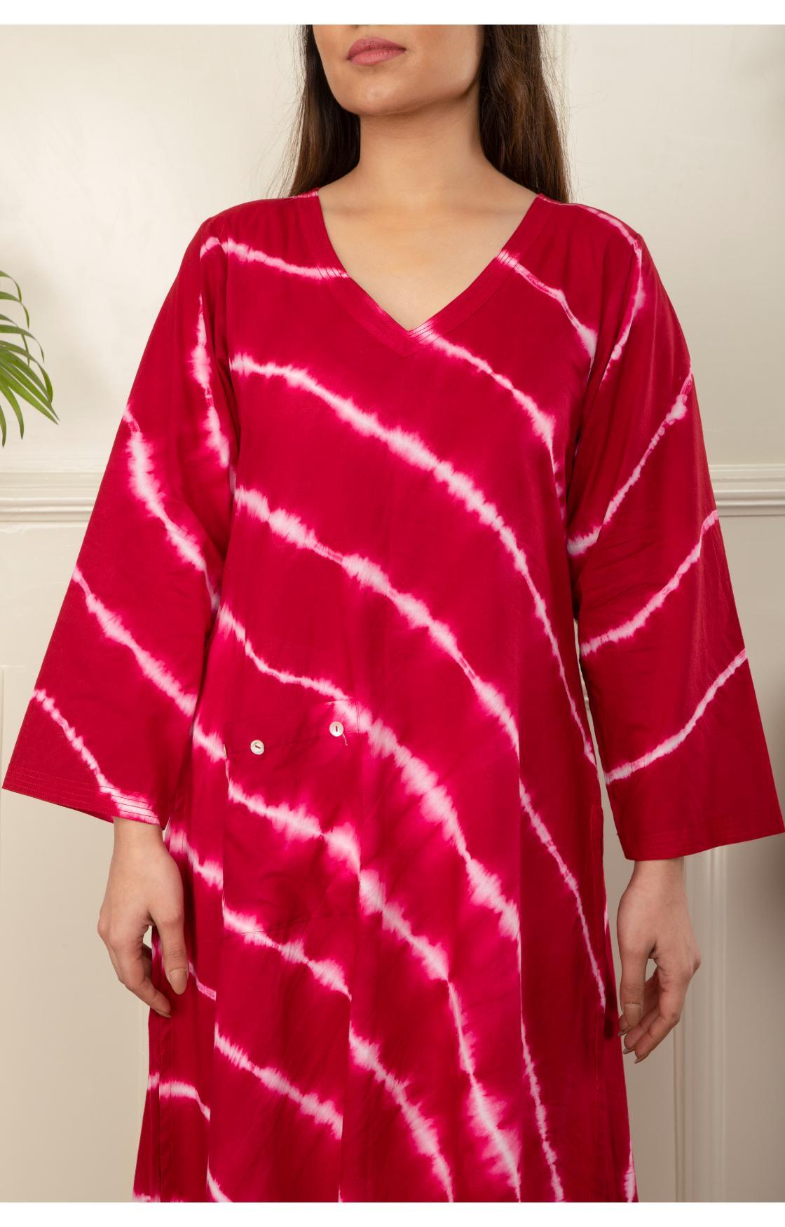 Red Lehariya Kurta
