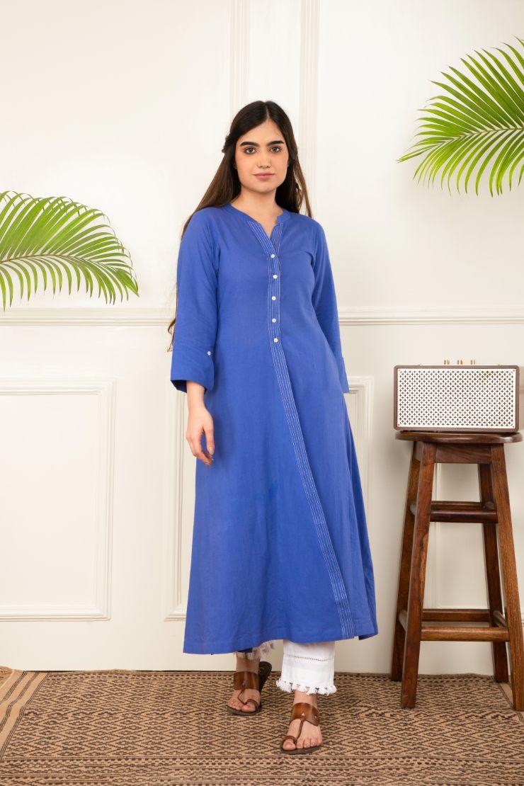 Blue Angarkha Kurta Set of 3