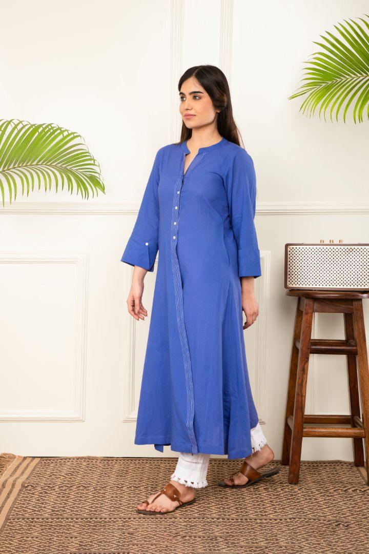 Blue Angarkha Kurta Set of 3
