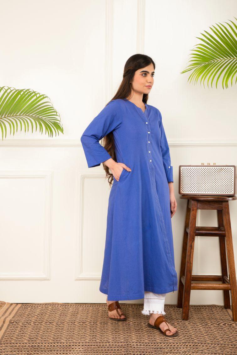 Blue Angarkha Kurta Set of 3
