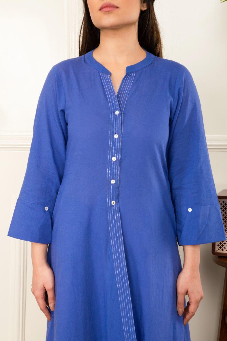 Blue Angarkha Kurta Set of 3