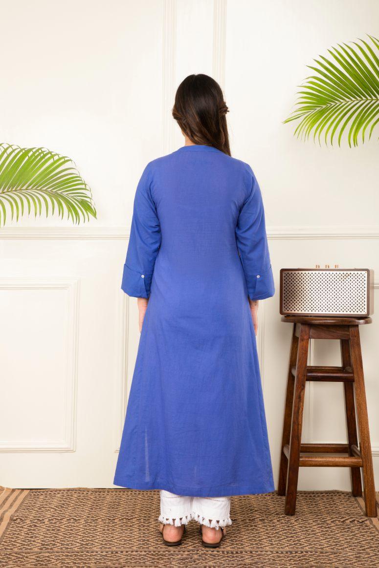 Blue Angarkha Kurta Set of 3