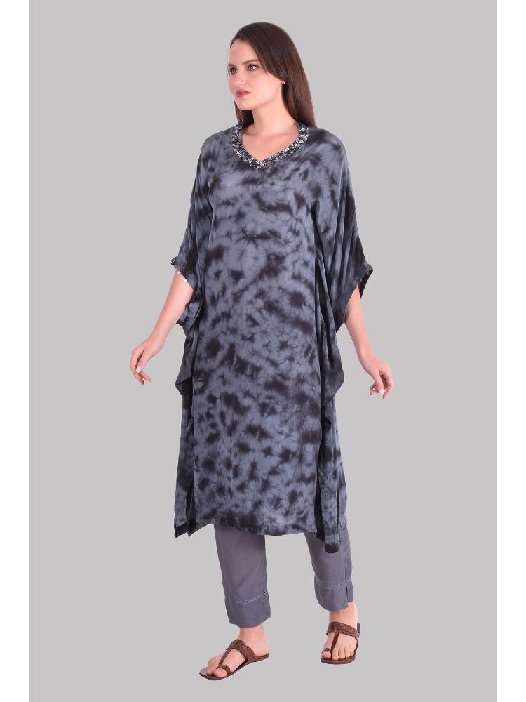 Grey tonal splash Tie Dye Kaftan Set