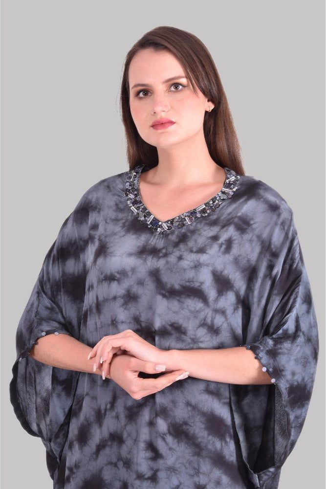 Grey tonal splash Tie Dye Kaftan Set