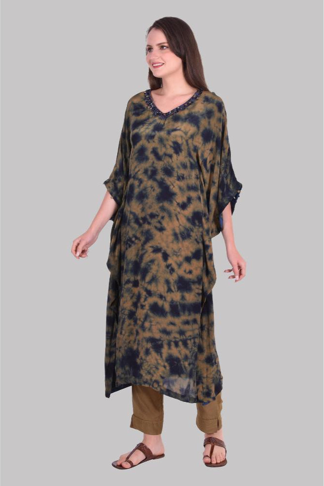 Navy Brown splash Tie Dye Kaftan Set of 2