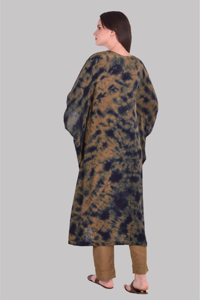 Navy Brown splash Tie Dye Kaftan Set of 2