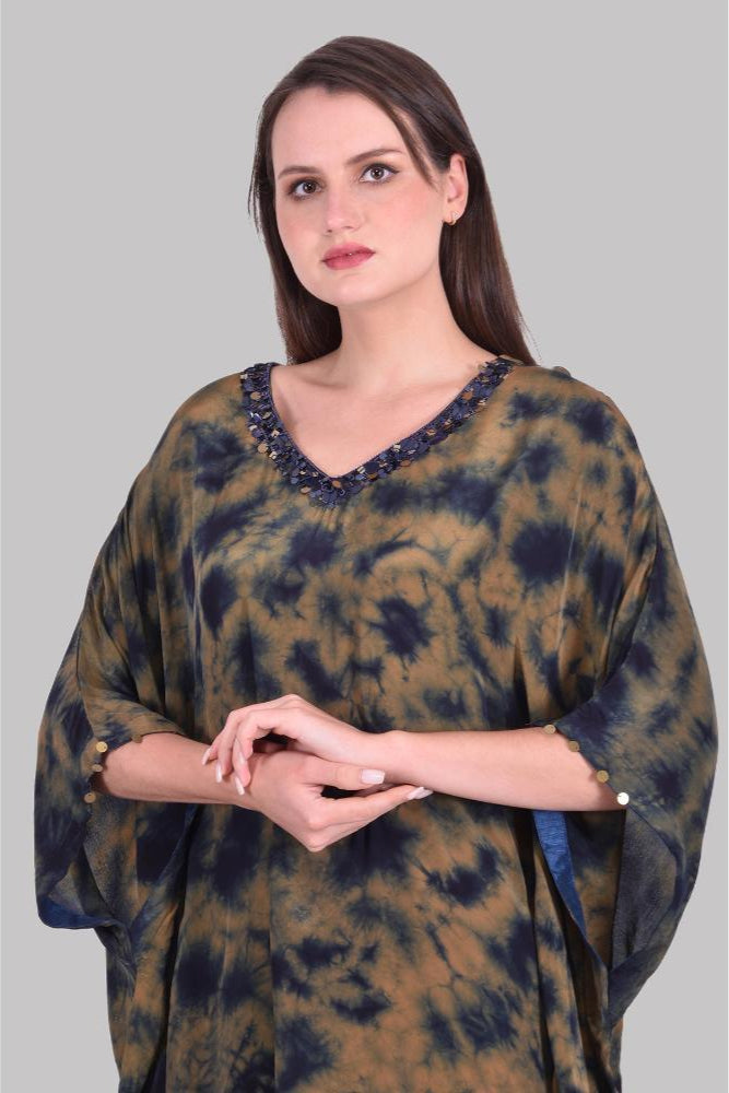 Navy Brown splash Tie Dye Kaftan Set of 2