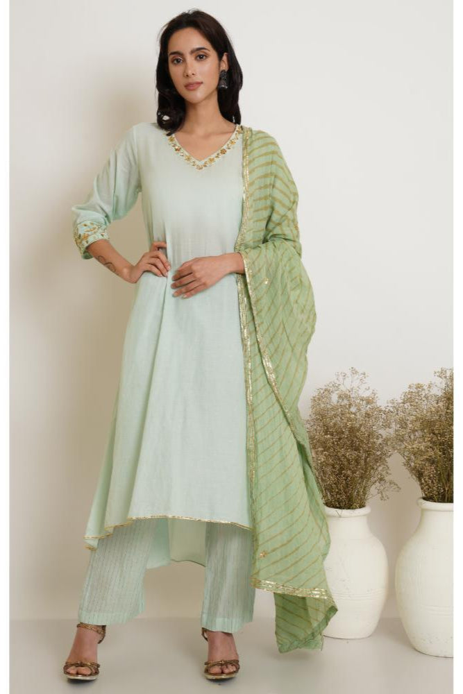 Mint Green Kurta Set of 2 with Lehariya Dupatta