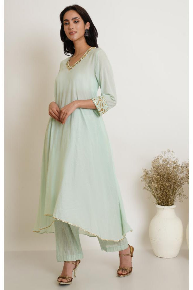 Mint Green Kurta Set of 2 with Lehariya Dupatta