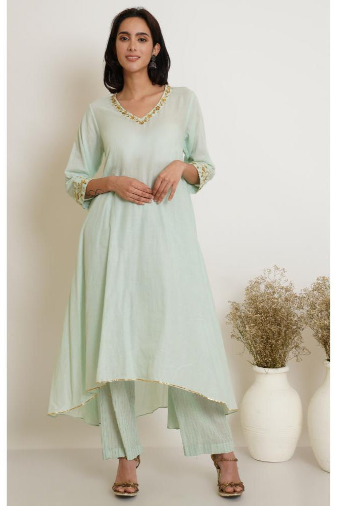 Mint Green Kurta Set of 2 with Lehariya Dupatta