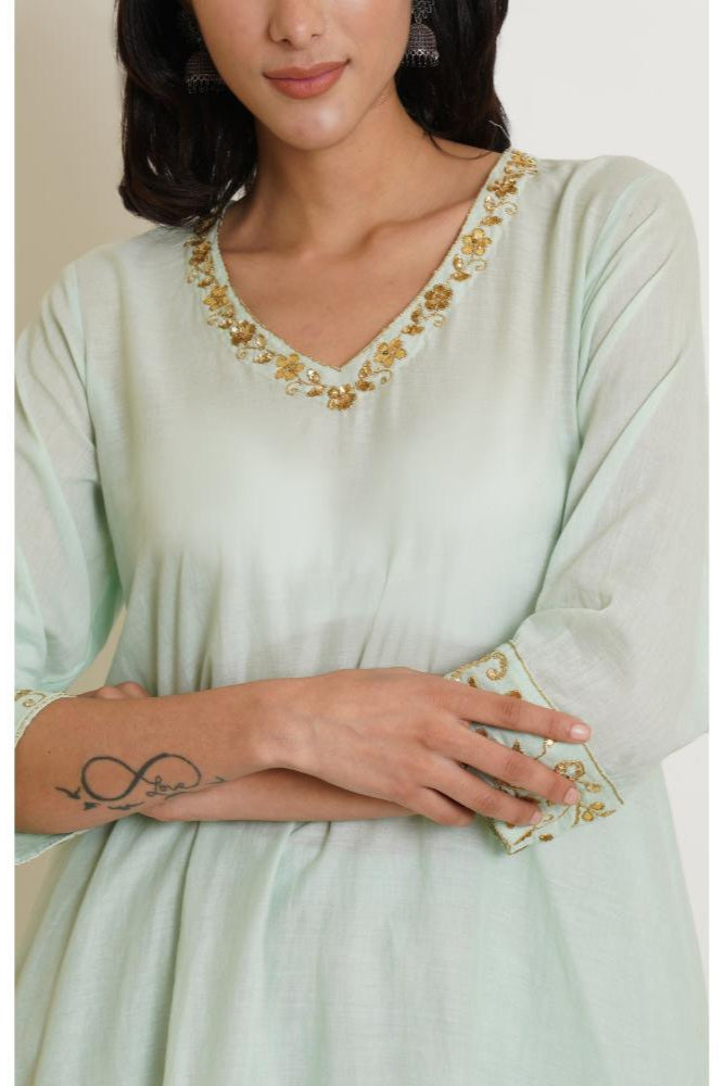 Mint Green Kurta Set of 2 with Lehariya Dupatta