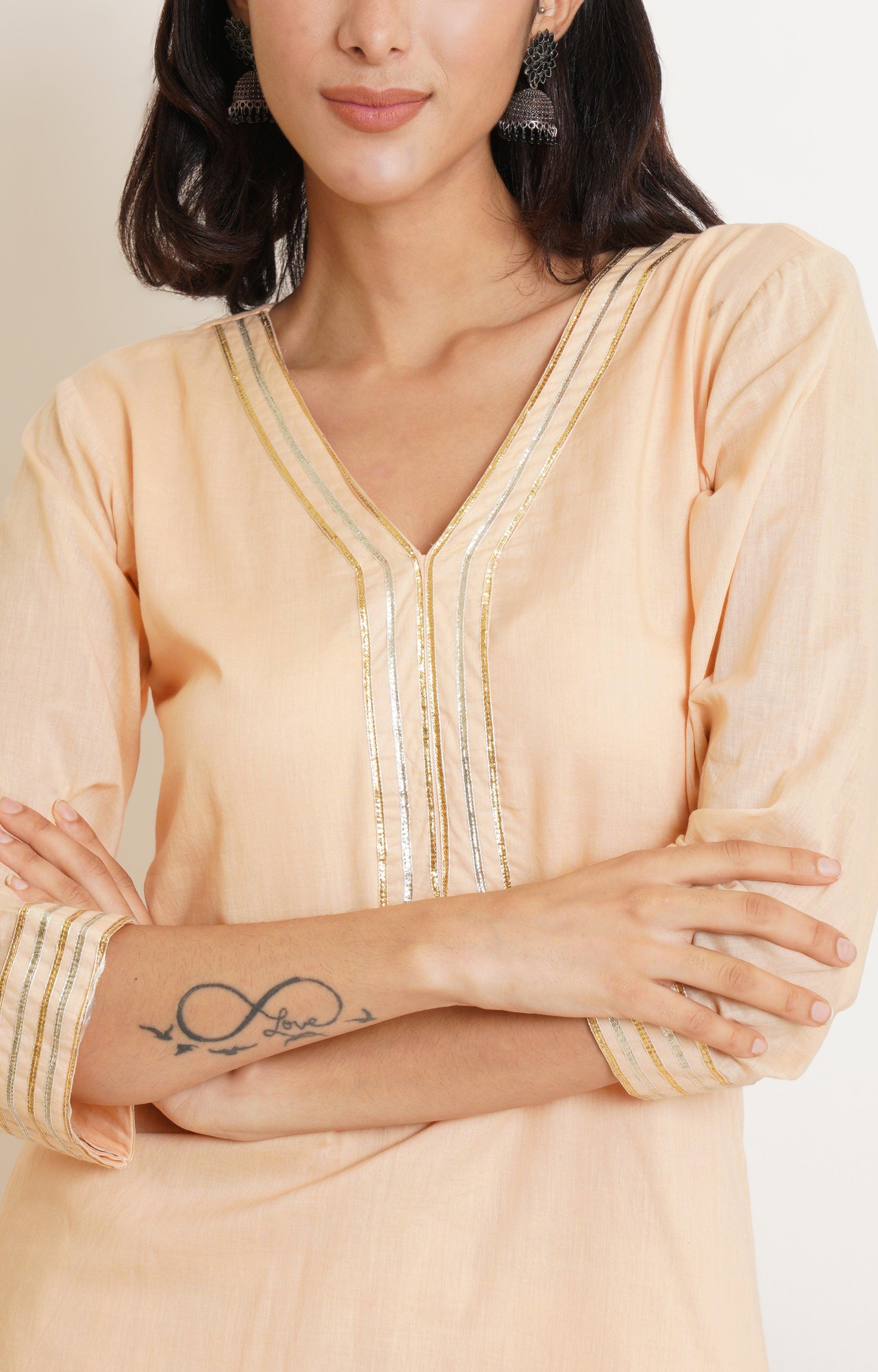 PEACH AND BEIGE TIE DYE GHARARA AND DUPATTA SET OF 3