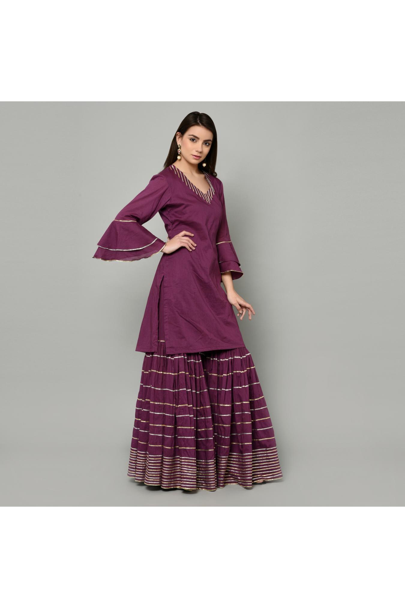PURPLE SHARARA SET OF 3