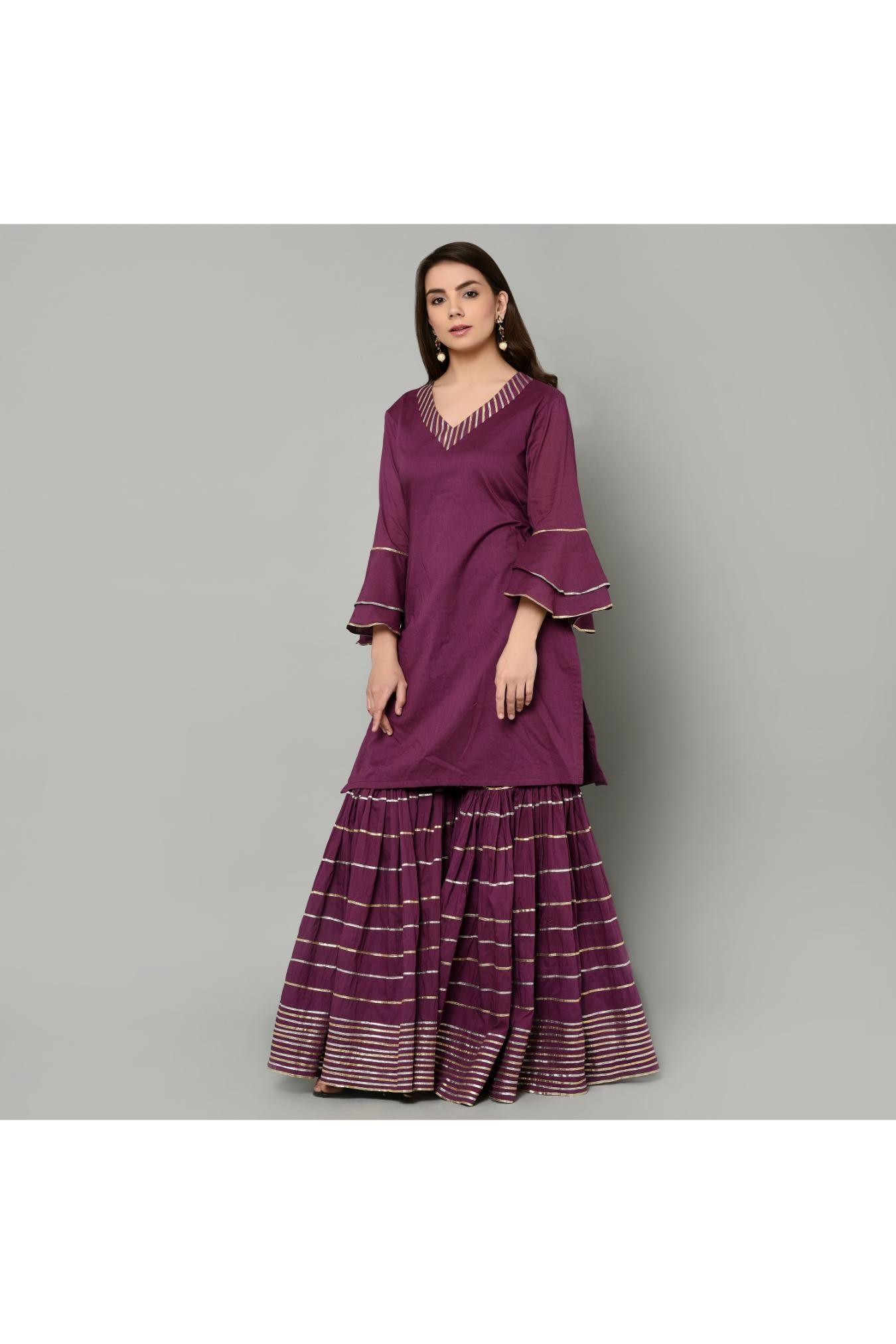 PURPLE SHARARA SET OF 3