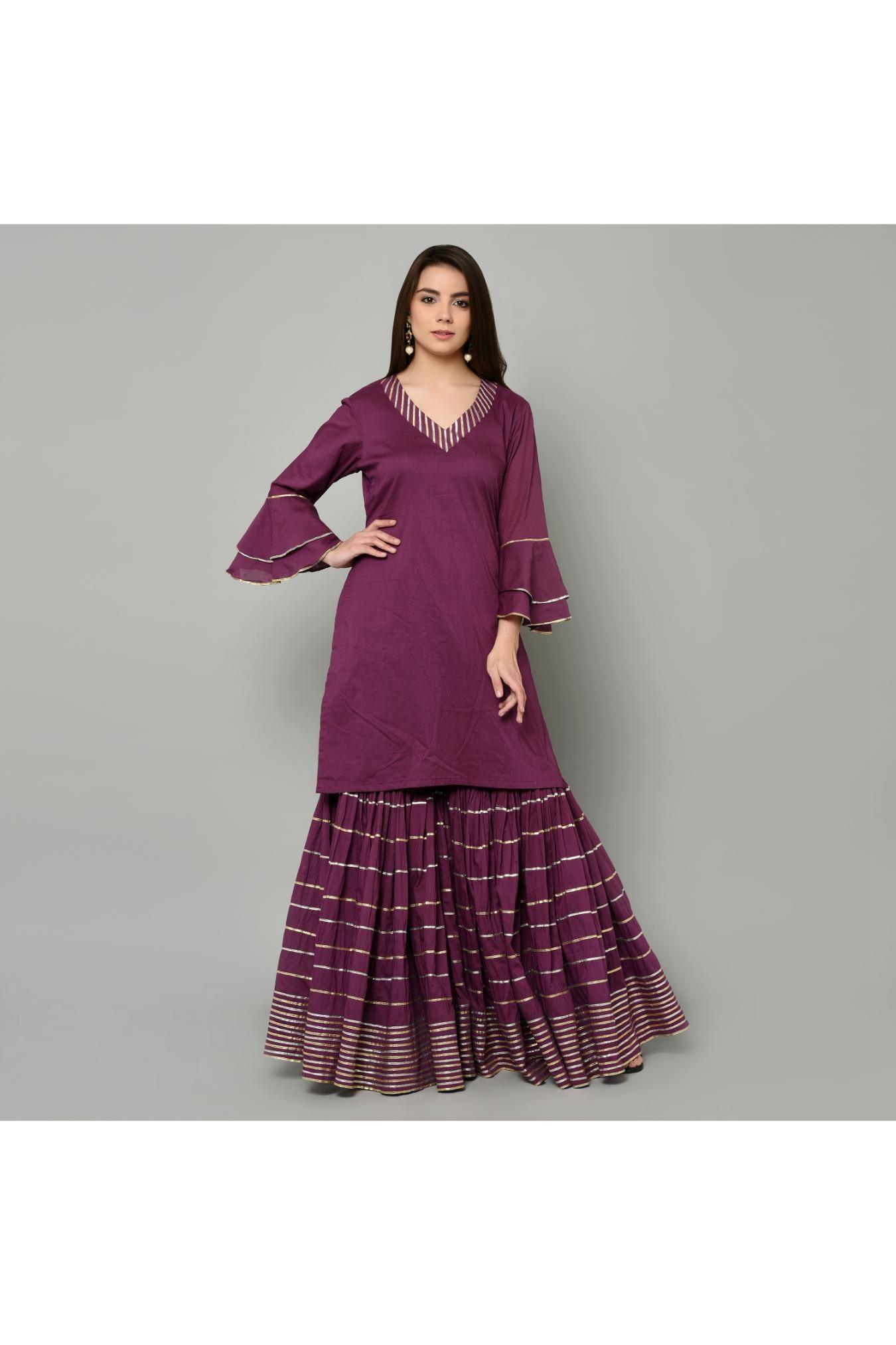 PURPLE SHARARA SET OF 3