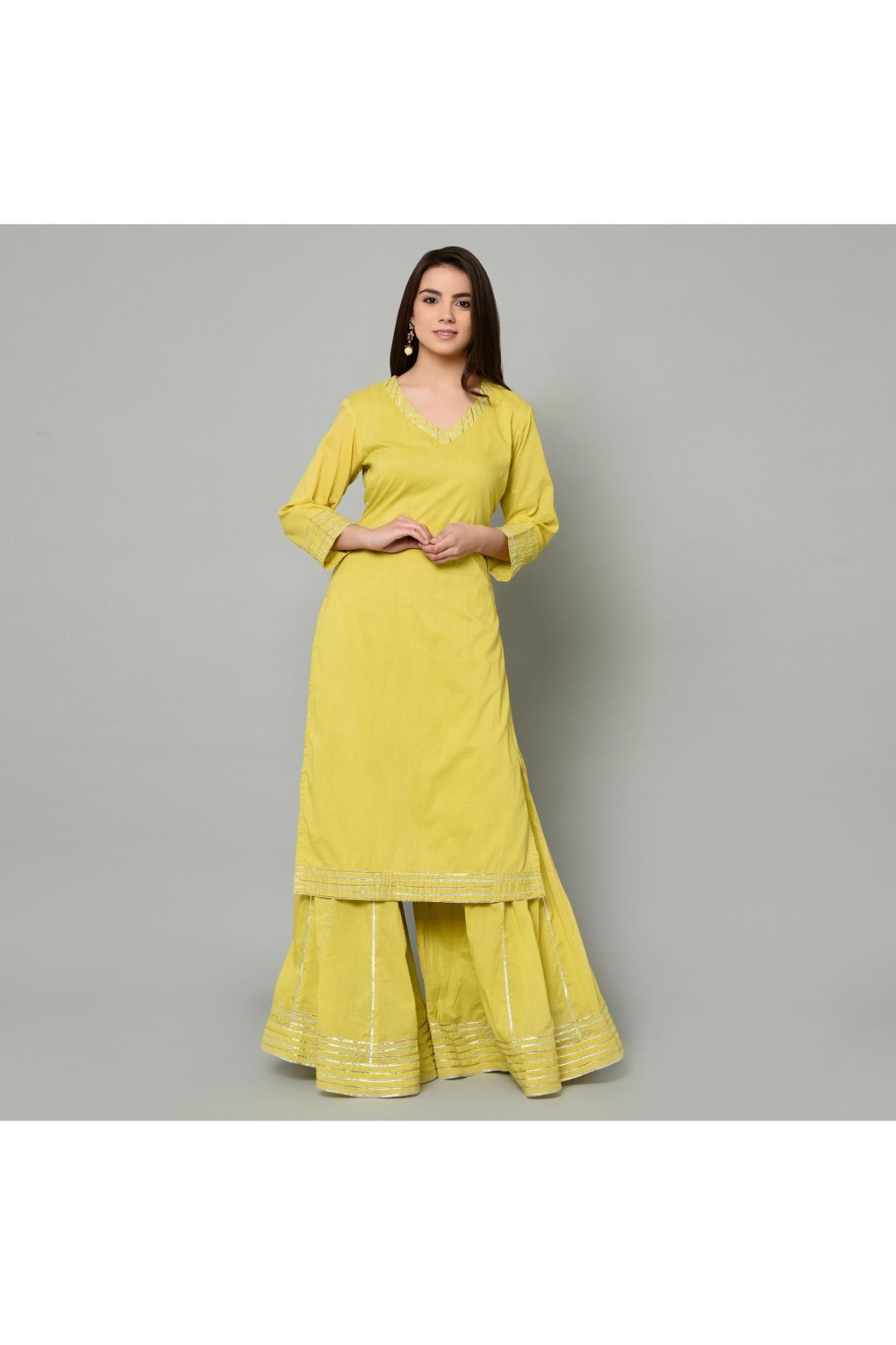 LIME GREEN WITH TURQUOISE SHARARA SET OF 3