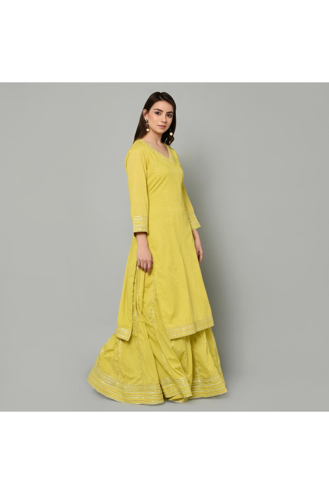 LIME GREEN WITH TURQUOISE SHARARA SET OF 3
