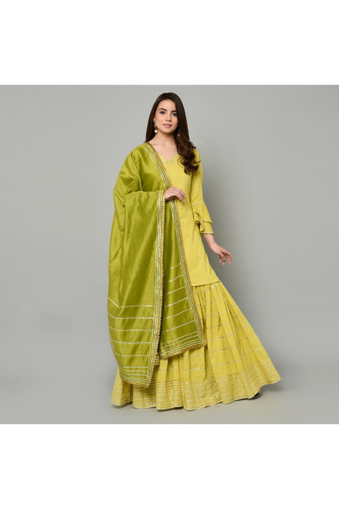 LIME GREEN SHARARA SET OF 3